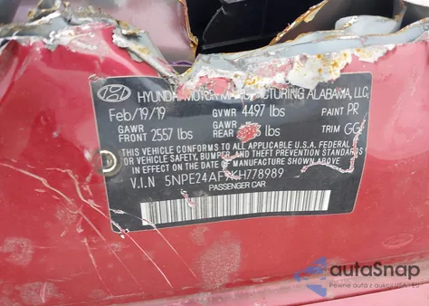 2019 Hyundai Sonata Se from USA, damaged, VIN 5NPE24AF9KH778989